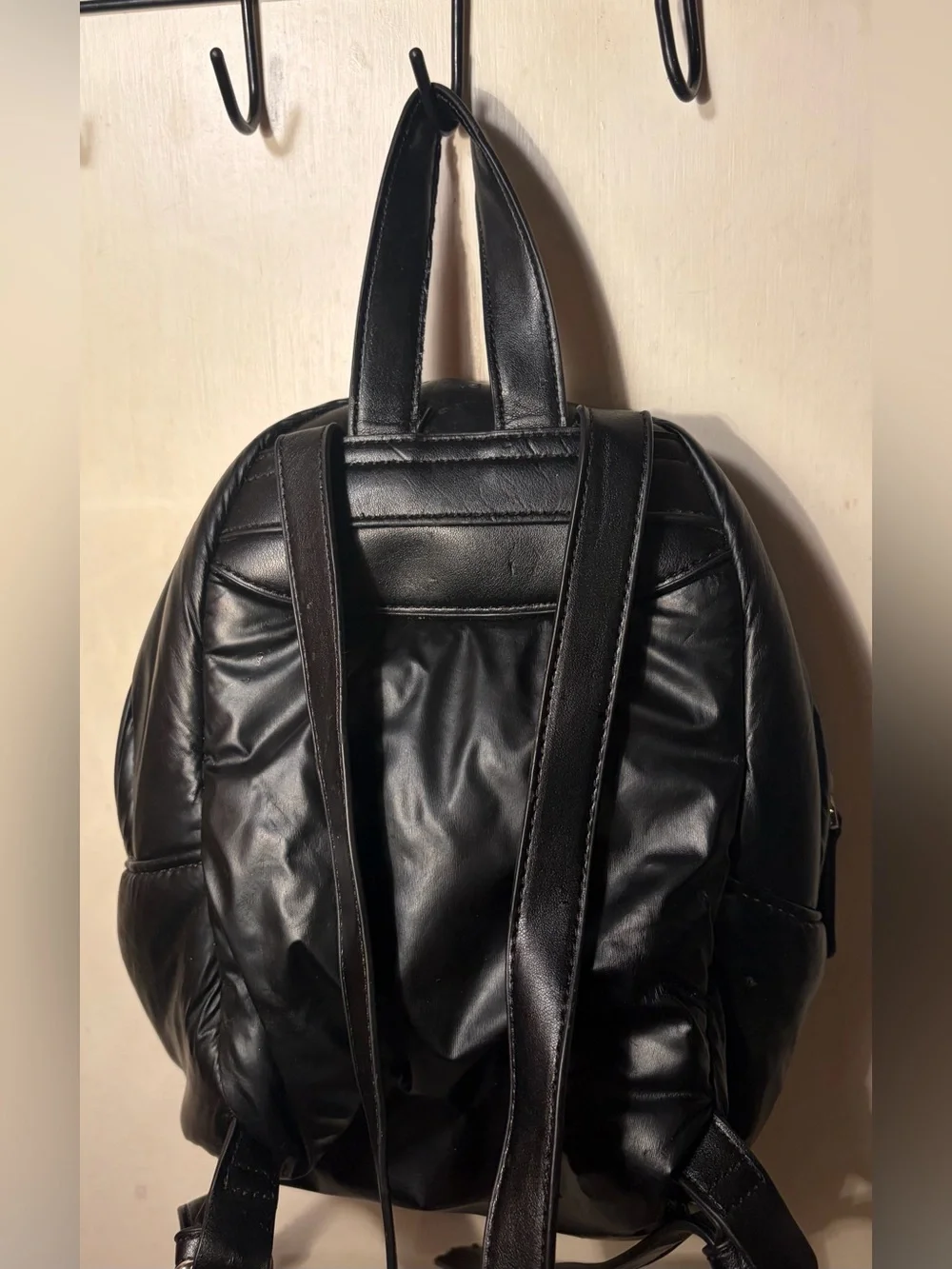 Forever 21 Black Quilted Mini Backpack with Silver Chain Accent